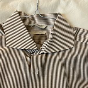 Suitsupply Brown & White linen button down shirt